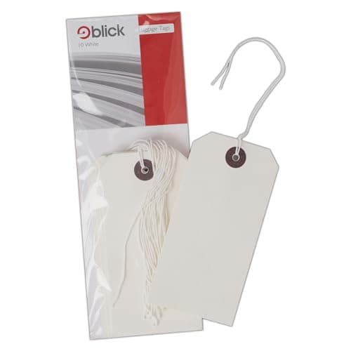 Blick Luggage Tags, White, Rectangular, 120mm x 60mm, 10 Labels, for Home, Family, Travel, Suitcase, Airport