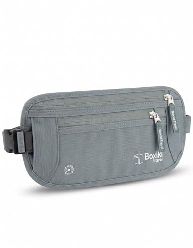 RFID Blocking Travel Money Belt with Triple Layer Protection - Hidden Grey Waist Wallet for Men Women and Kids, Slim Ripstop Anti Theft Passport Pouch for International Travel
