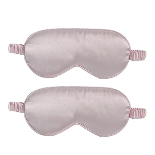 2 Pack Satin Sleep Masks, 3D Contoured Eye Masks for Sleeping, Soft Light Blocking Blindfold with Adjustable Elastic Strap, Comfortable Eye Cover for Travel, Nap & Meditation, Light Pink