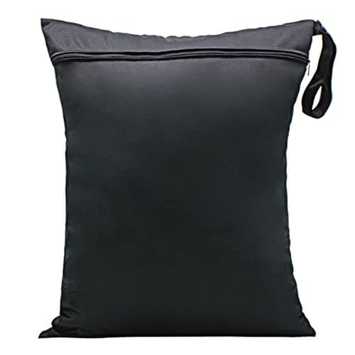 Zngou Wet Dry Bags Large Dirty Laundry Bag Waterproof Cloth Nappy Changing Organiser Pouches Diaper for Babies Swimming Camping Travel Gym Workout Beach, Black, 1Pc-40*50cm (4265T-11-K)