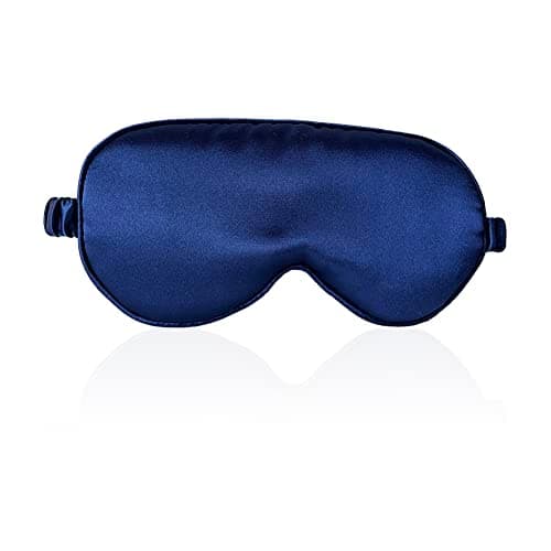 Sleep Mask 100% Mulberry Silk Eye Mask, Blinder for Total Blackout & Zero Pressure,Eye Mask for Sleeping with Travel Pouch & 2 Ear Plugs for Side Sleepers, Men & Women(Blue)