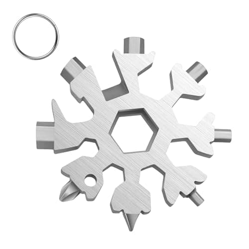 WedDecor Smart Portable 18-in-1 Snowflake Multi Tool with Screwdriver, Wrench, Bottle Opener Combination for Outdoor Travel, Camping, Daily Tool & Keyring, Multifunctional Portable Gadget, Silver
