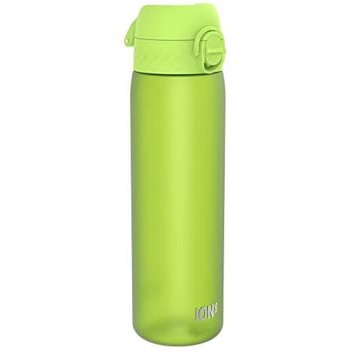 Ion8 Water Bottle, 500 ml/18 oz, Leak Proof, Easy to Open, Secure Lock, Dishwasher Safe, BPA Free, Hygienic Flip Cover, Carry Handle, Fits Cup Holders, Easy Clean, Carbon Neutral, Green