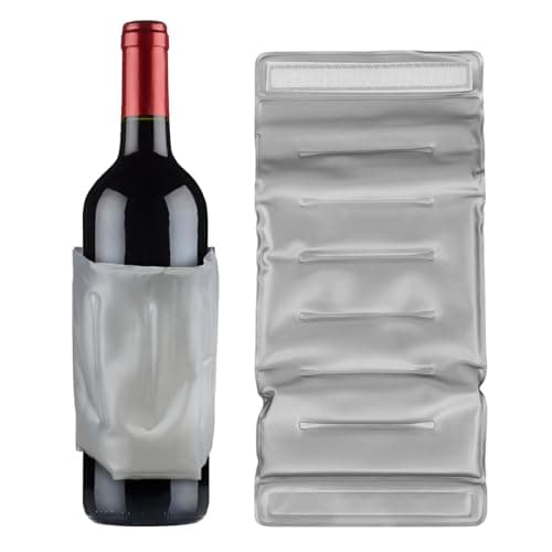 GEEZY Flexible Ice Pack for Wine & Champagne Bottles – Silver, Fits Various Sizes, Reusable with Hook-and-Loop Fastener Strap – Cooler Sleeve for Bottles & Cans – Great for Travel, Picnic, Cool Bag