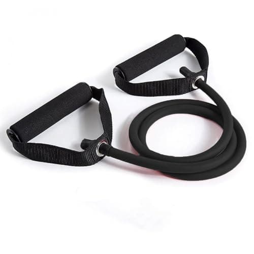 Resistance Band Toner Tube with Foam Handles for Men & Women | Gym Equipment Fitness & Exercise for Strength Training, Yoga, Pilates & Home Workout (Black, 85lbs - Beyond Extra Heavy)
