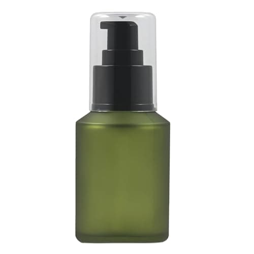 ericotry 1PCS 60ml/2oz Green Empty Glass Pump Lotion Bottle Cosmetic Container Essence Emulsion Sample Dispenser with Black Pump Head and Anti-Dust Cap