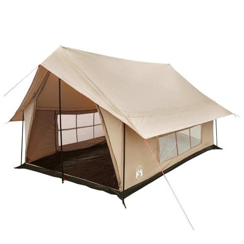 LoogCape Huts Tent Cream 340 x 246 x 210 cm Poly Cotton with Mesh Ventilation for Family Camping Dome Tent Pop Up Tent Groups Trip Outdoor Rain Protection