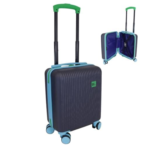 Bordlite Childrens Cabin Suitcase 40x30x20cm Navy, Kids Underseat Luggage with 360° Spinner Wheels, Telescopic Handle & ABS Hard Shell for Ryanair and Wizz Air