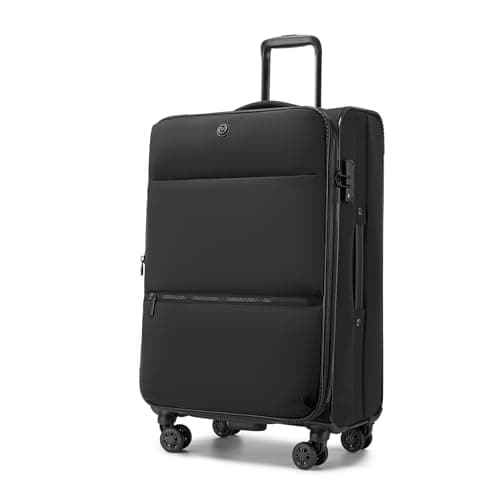 M Expandable 26" Medium Suitcase with 4 Spinner Wheels Lightweight Softside Hold Check in Luggage with TSA Lock, Black