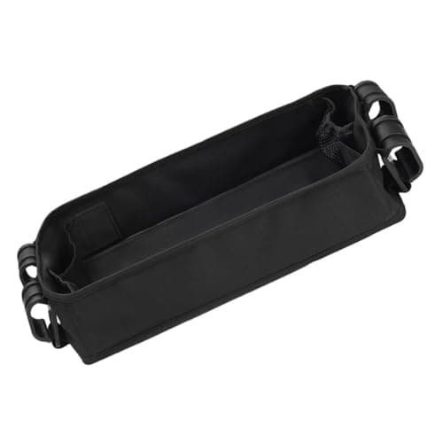 JEWEDECO Black Canvas Stroller and Lightweight Design Snack Tray with Adjustable Push Handle Universal Tray for Carriage, for Outdoor Walks and Travel