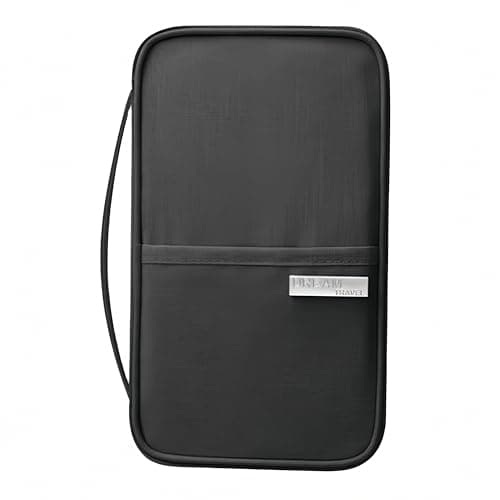 Family Passport Holder, Travel Document Wallet Organiser, Waterproof Black