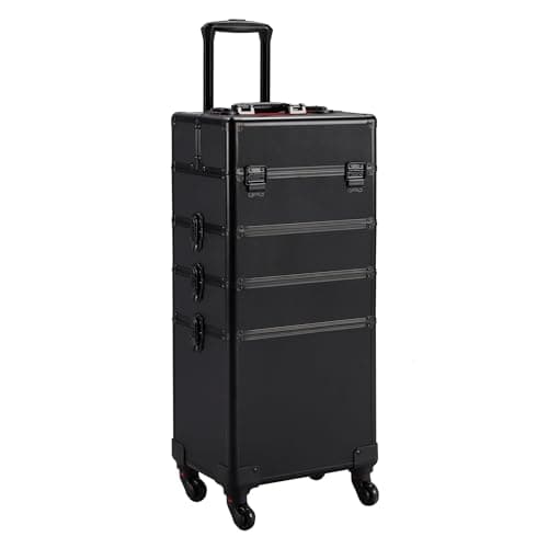 Yaheetech 4-in-1 Makeup Trolley with Lockable Compartments, Black