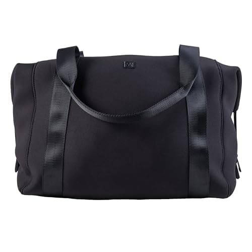 The Tomorrow Duffle from Merzon Travel, Weekender Carry On Duffle with 18L Capacity, TSA Approved Personal Item, Travel Bag with Trolley Sleeve, Made from Sturdy Neoprene and Nylon, NTB-714-BLK, Black
