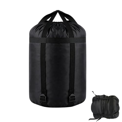 Rndqw 1Pcs Sleeping Bag Compression Sack, Lightweight and Portable Sleeping Bag Bag, Waterproof and Dustproof Stuff Sack, Suitable for Camping, Sports, and Water Sports (Black)