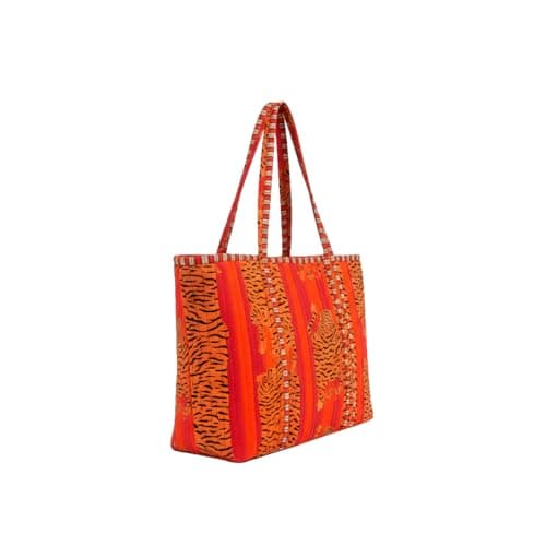 Quilted Cotton Tote Bag for Women | Handmade Printed Shopping & Travel Bag with Long Shoulder Handles | Lightweight Reusable Cloth Tote for Daily Use, Beach & Office