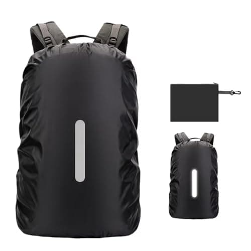 Reflective Backpack Rain Cover, Waterproof Windproof Rucksack Cover, High Visibility Protective Cover with Zipper Storage Pouch, Dustproof Anti Slip for Hiking, Cycling, School and Outdoor 26-40L