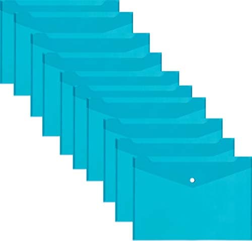 A4 Polypropylene Document Folder-Pack of 12-Plastic Wallets Folder Foolscap Document Files Popper Wallet (Teal)