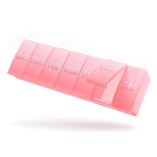 Barhon Pill Organizer Large, Weekly Medicine Pill Organizers, 7 Day Pills Box Case Travel for Big Vitamin Supplements Fish Oil, Sakura Pink