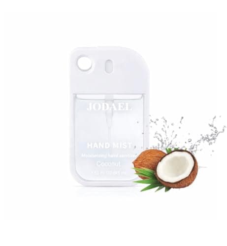 Mist Hydrating Hand Sanitizer Spray for Adults, Travel size, Up to 500 Sprays, Multi-Flavor, Quick-Dry & Non-Sticky, Portable Hand Cleanser with Keychain Hole for Bags, Daily Use (Coconut)