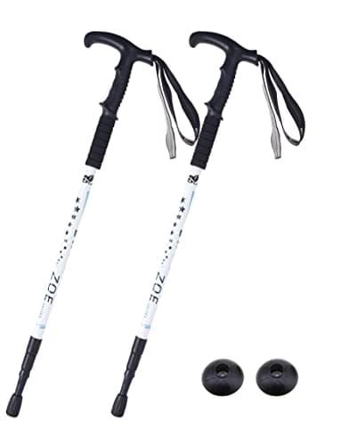 Enshine 65CM to 135CM Antishock With Handle Trekking Walking Hiking Stick Pole (White)