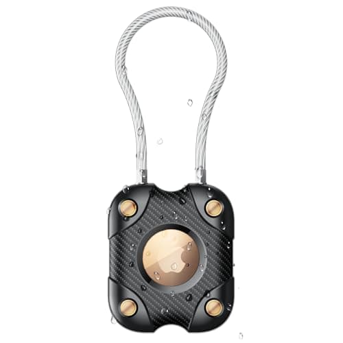 DEERLET for Airtag (1st & 2nd Gen) Holder with Wire Cable, Secure Lock AirTag Keyring,IPX7 Waterproof,360°Hard Protective Air Tag Case Holder for Apple Air Tag for Key Chain,Key Ring,Car,Luggage