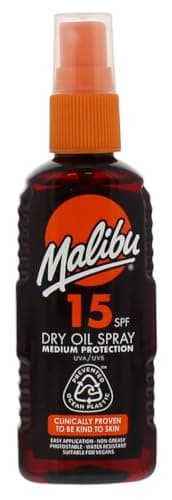 Malibu Sun SPF 15 Dry Oil Spray, Tan Enhancing & Body Oil Mist, 100ml
