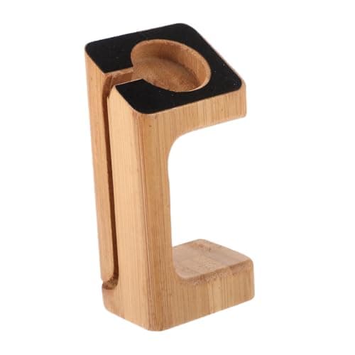 Angoily Bamboo Smart Watch Charger Stand with Non-slip Base, Compatible Smart Watch Stand and Travel Charger Dock for Convenient Desktop Charging and Organisation