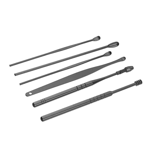 IWOWHERO 2 Sets Spiral Ear Wax Remover Kit, Stainless Steel Silicone Ear Picks for Efficient Cleaning, Portable Bag, Home and Travel Use