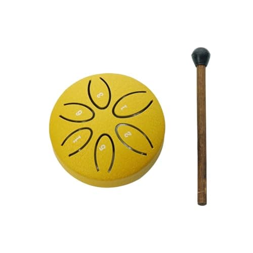 harayaa Steel Tongue Drum with Mallet 3inch 6 Tones Educational Toy Musical Instrument Ethereal Drum for Concert Beginner Kids Travel, Gold