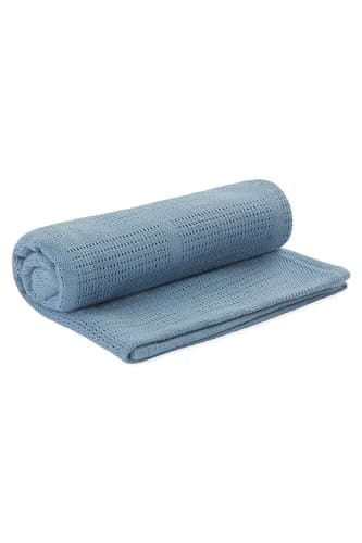 MORI Organic Cotton & Bamboo Cellular Blanket 70x100cm, Dark Blue