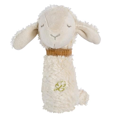 Fehn Natural Sheep Rod Rattle - Motor Skills Toy with Rattle and Organic Cotton (kbA) - Playfully Promotes Early Childhood Learning - Faithful Companion for Babies and Toddlers from 0+ Months
