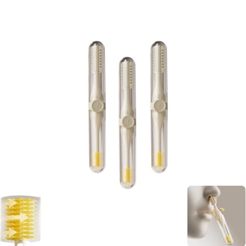 2026 2-in-1 Nasal Hair Cutter, Double Sided Nose Hair Cutter with Lid, Updated Portable 360 ° Rotating Manual Nose Hair Trimmer for Travel (Yellow 3pcs)