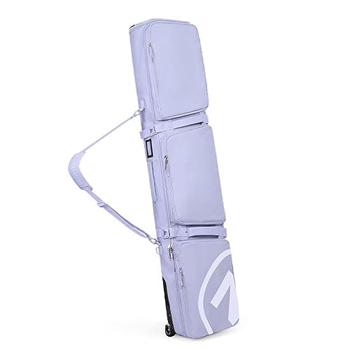HMWOKPOT Rolling Double Ski Bag for Air Travel - Padded Ski Bag with Wheels & Reinforced Double Padding Fits 2 Sets of Skis,Purple,155x36cm