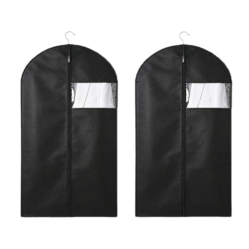2 PCS Suit Covers for Men,Foldable Dress Bags,Suit Carriers for Men with Clear Window Black Zipper,Reusable Clothes Covers for Dress,Coat,Jacket,Pullover(60 * 100 cm)