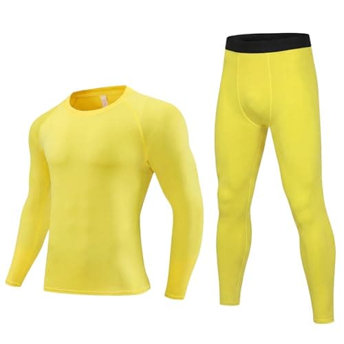 Valcatch Kids Boys Thermal Base Layer Set Football Skins Yellow, 9-10 Years