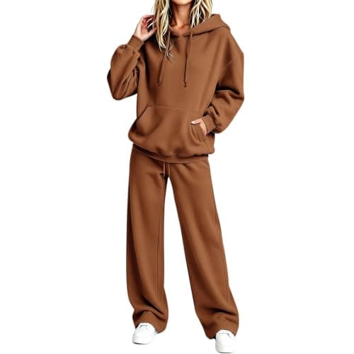 Tracksuit Womens Full Set Pullover Hoodie Wide Leg Trousers 2 Piece Outfits