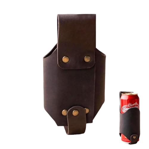Durable Leather Beer Bottle Holster Belt for Outdoor Camping Hiking