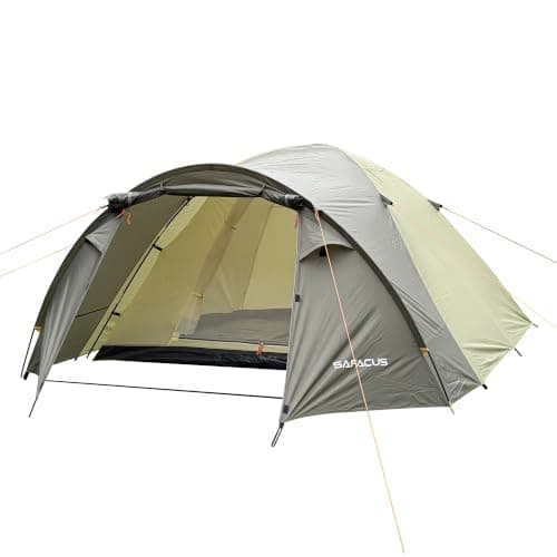 SAFACUS 3-4 Person Dome Camping Tent, Double layer, Full Waterproof Holiday Family 3 to 4 Man Tent, Easy to Set Up for Outdoors Hiking Fishing Traveling Beach Vacation
