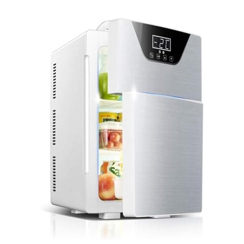 YOtat Mini Fridge Mini Fridge for Bedroom,20-Liter Mini-Fridge Cooler/Warmer for Cars Road Trips Homes Offices and Dorms Gold/Silver (Silver Triple core)