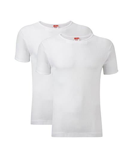 Heatwave® Pack of 2 Men's Thermal T Shirt, Warm Underwear Baselayer Thermals, Medium White