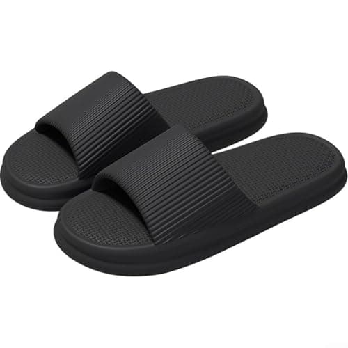 Rackumic EVA Non-slip Bathroom Slides for Couples with Fast Drying Sole Lightweight Comfort Shower Sandals for Home Spa Gym Pool Travel White Size 38-39(36-37 Black)