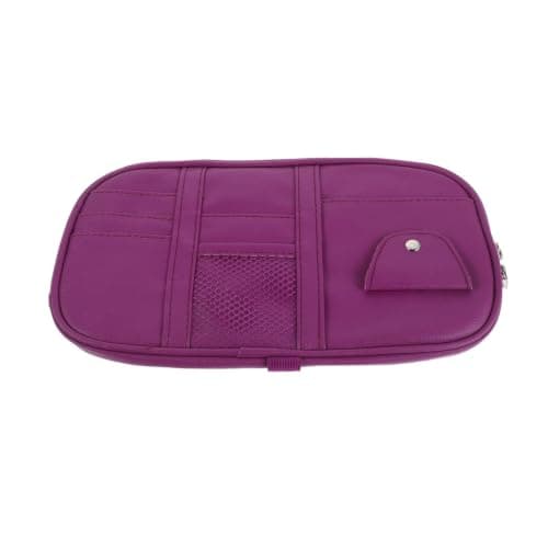 Purple PU Leather Multi Pocket Car Visor Organizer with Compartments