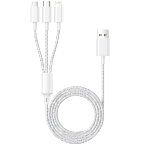 Multi Charger Cable 1.2M 3 in 1 Multi Charging Cable Nylon Braided Multiple