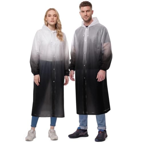 HOTUT Rain Poncho Raincoats for Adults, 2 Pack EVA Rain Poncho, Reusable Rain Jacket Rainwear with Hoods and Sleeves, Waterproof for Emergency,Camping, Hiking Travel, Amusement Parks, Festival Mac
