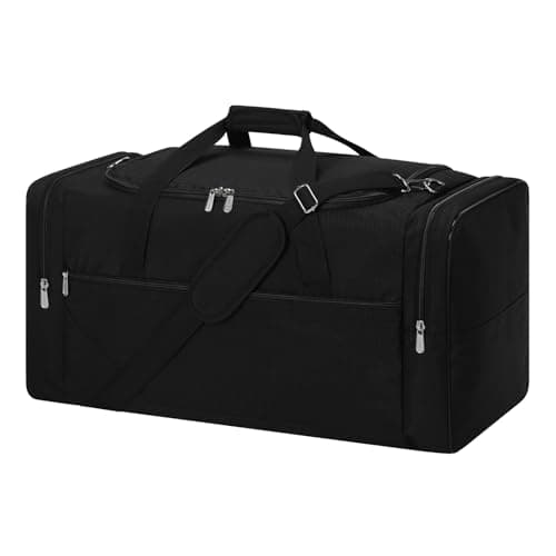 LONALIA 54L Large Holdall Duffle Bag for Men - 25 inch Weekend Overnight Bags for Travel Gym Sports (Black)