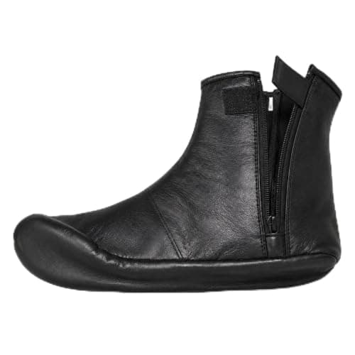 Mens Ladies Unisex Real Leather Black Socks Khuffs Hajj Umrah (Black, 12)