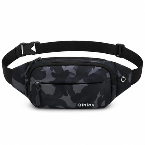 Waterproof Bumbags Waist Fanny Pack Running Belt Ladies Fashion Bum Bag with Adjustable Belt for Sport Running Hiking Jogging Travel Dog wolking Women Men (01CamoBlack)