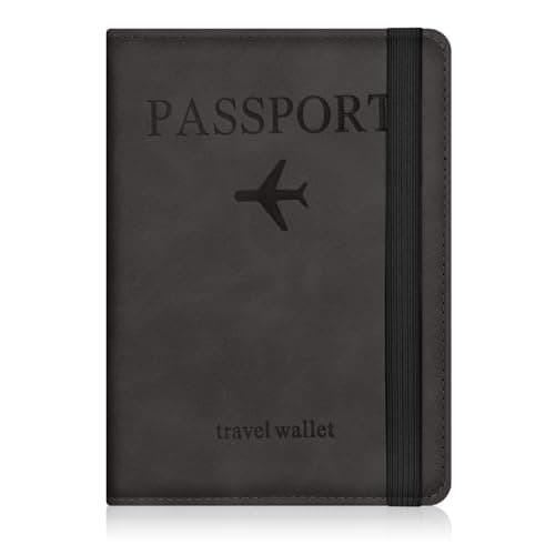 AOOSU Passport Holder Cover, PU Leather Passport Cover with RFID Blocking Travel Wallet, Portable Universal Travel Wallet Case Organiser for Money, Boarding Passes, Credit Cards Black