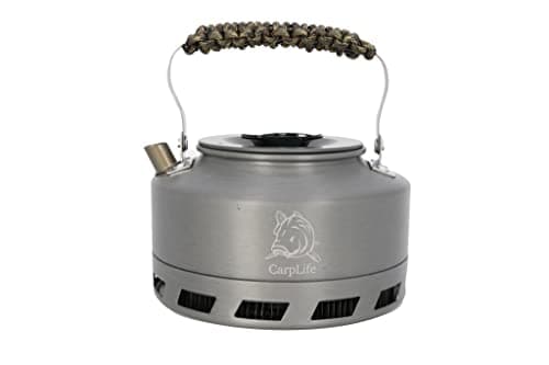 CarpLife Kettle Hand Finished with Paracord Handle - Rapid Boil Travel Kettle Camp Coffee Pot for Fishing, Camping, Caravans on Outdoor Open Fires, Fire Pits, Gas Stove for Portable Coffee Tea Brewing