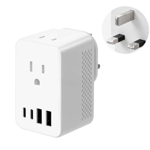 US to UK Voltage Converter,SHUOMAO USA to UK Travel Adapter With 2 USB C